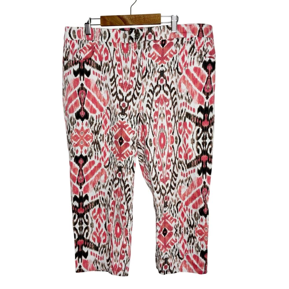 Chico's Pink Patterned Capri Pants Cotton Spandex Chicos 2.5/ US Womens 14